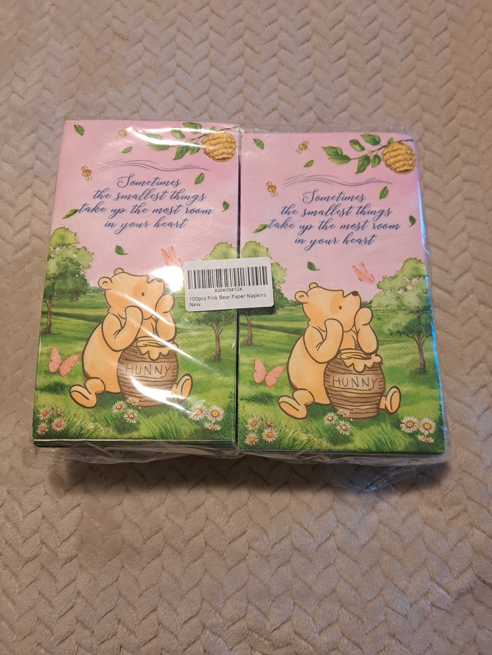Winnie-Themed Pink Bear Paper Napkins - Pack of 100